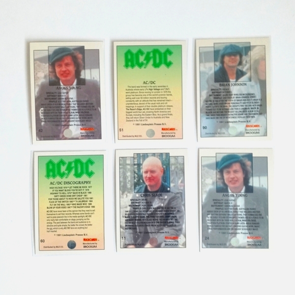 1991 Vintage Set of 6 AC/DC Rock Cards Trading Cards - Picture 3 of 17